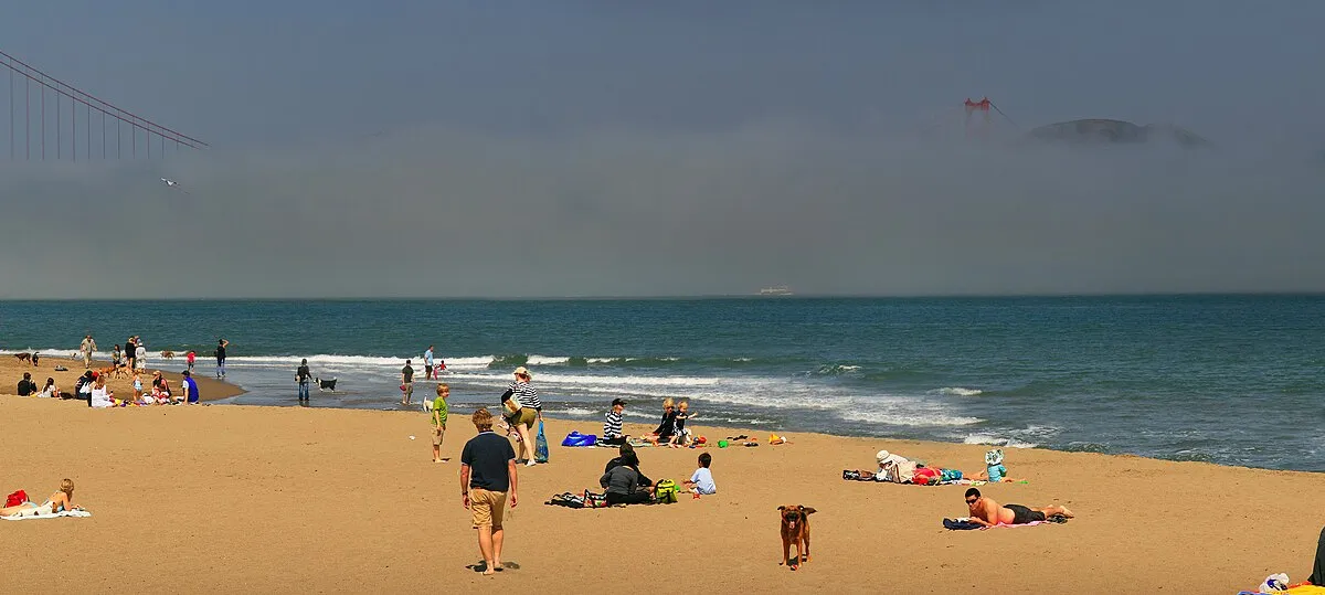 Crissy Field beach and Golden Gate Bridge