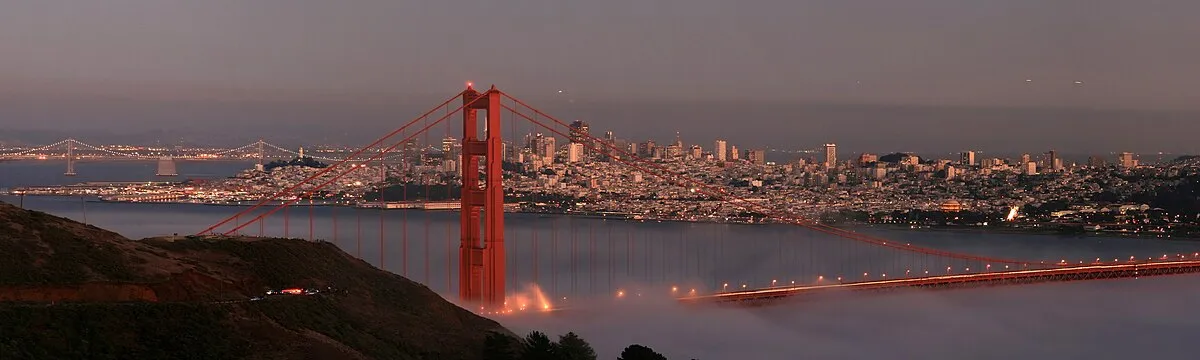 San Francisco with two bridges and the low fog