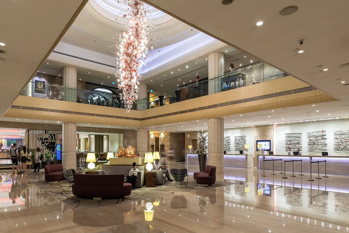 Entrance lounge and reception desks of the Carlton Hotel Downtown Core Singapore